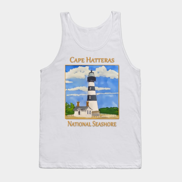 Bodie Lighthouse on Cape Hatteras National Seashore Tank Top by WelshDesigns